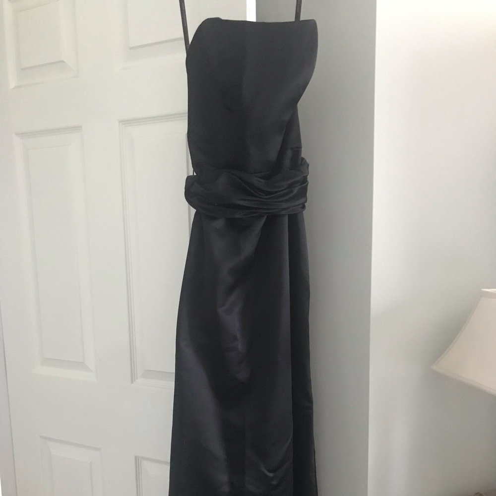 Strapless black evening gown